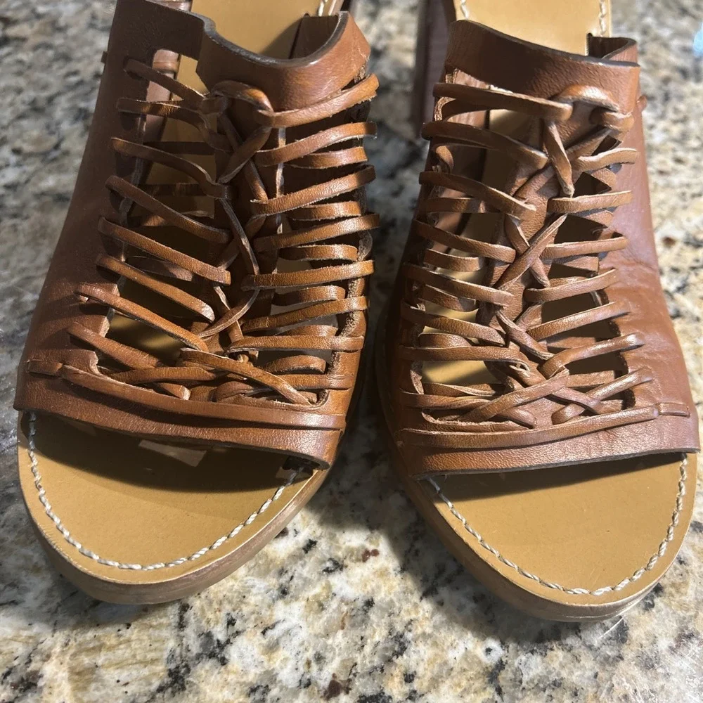 J. CREW MARLOW HUARACHE MULES Leather Light Blush 3.5